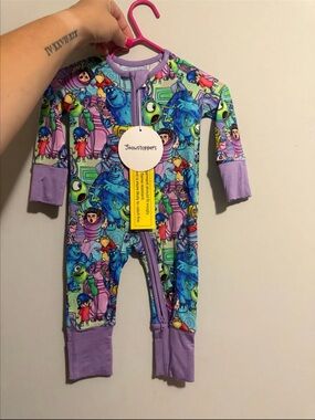 Purple Monsters Kids One-Piece Pajama Zipper Sleepwear 0/3 months